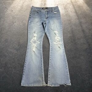 Lazer Jeans Distressed Flare Denim Light Wash Y2K Skater Size 7